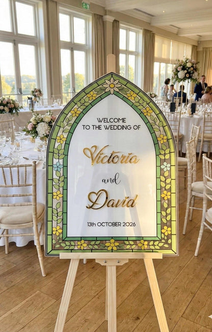 Stained Glass Wedding Sign, Acrylic Engagement Decorations