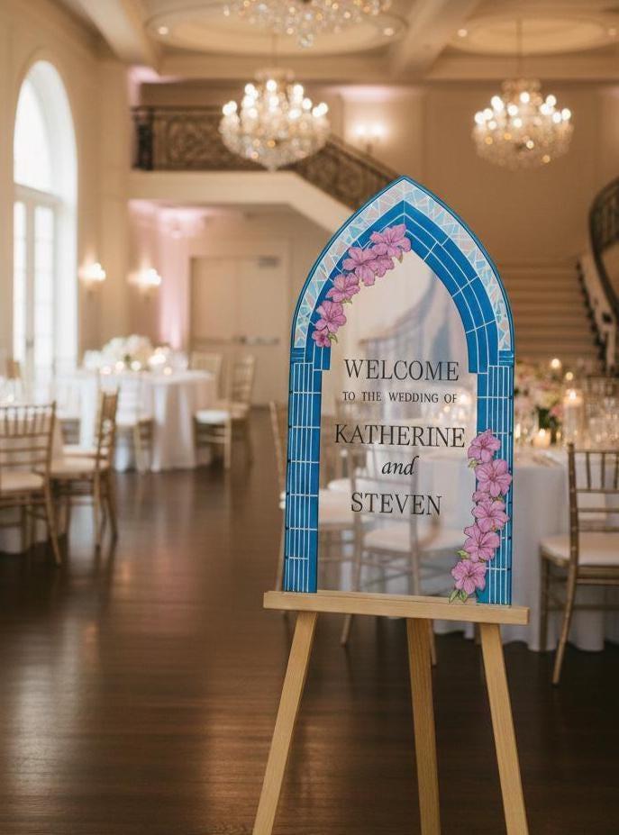 Stained Glass Wedding Sign, Acrylic Welcome Board, Reception Decor