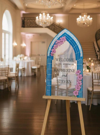Stained Glass Wedding Sign, Acrylic Welcome Board, Reception Decor