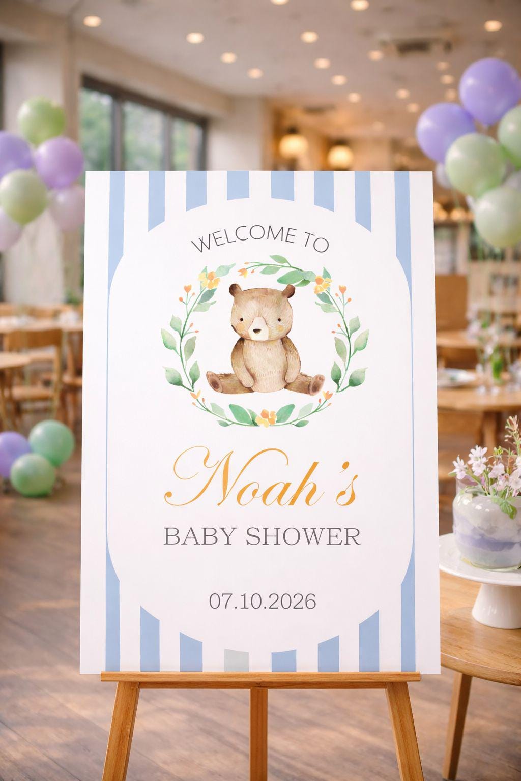 Acrylic Bear Baby Shower Welcome Sign, We Can Bearly Wait Board