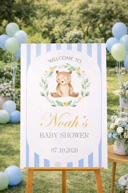 Acrylic Bear Baby Shower Welcome Sign, We Can Bearly Wait Board
