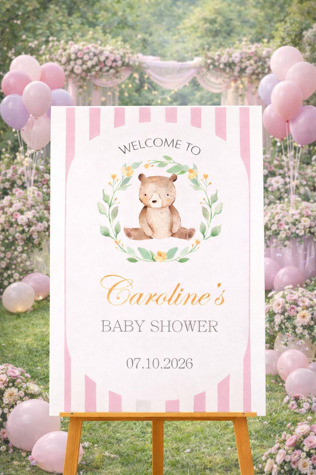 Acrylic Bear Baby Shower Welcome Sign, We Can Bearly Wait Board
