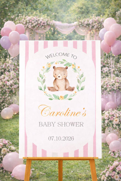 Acrylic Bear Baby Shower Welcome Sign, We Can Bearly Wait Board