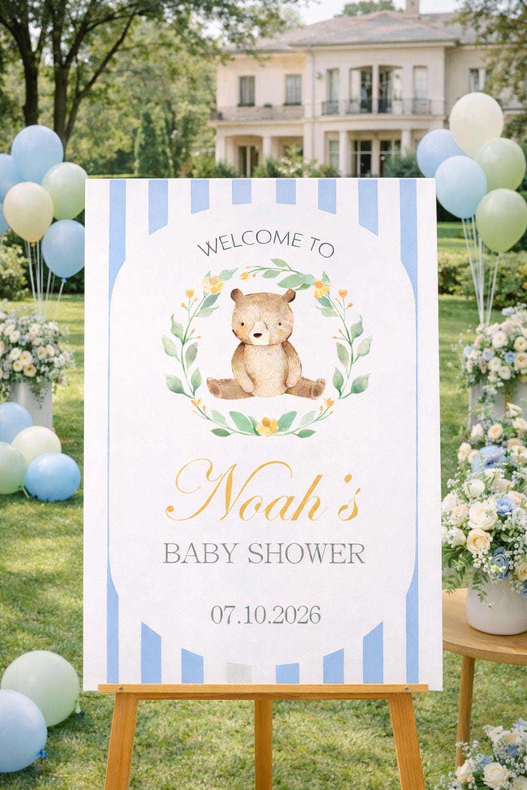 Acrylic Bear Baby Shower Welcome Sign, We Can Bearly Wait Board