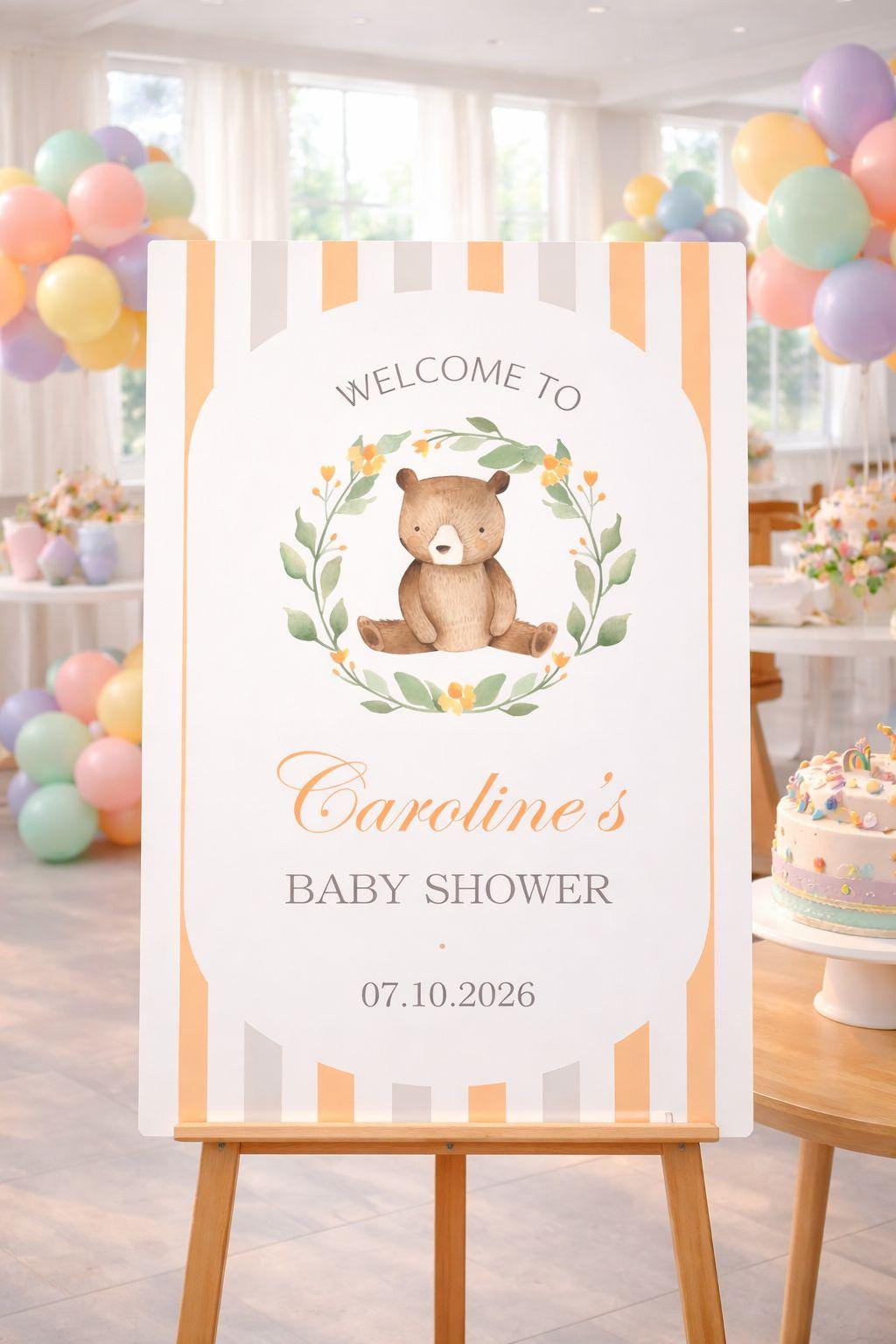 Acrylic Bear Baby Shower Welcome Sign, We Can Bearly Wait Board