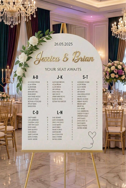 White Acrylic Wedding Seating Chart Sign with 3D Letters