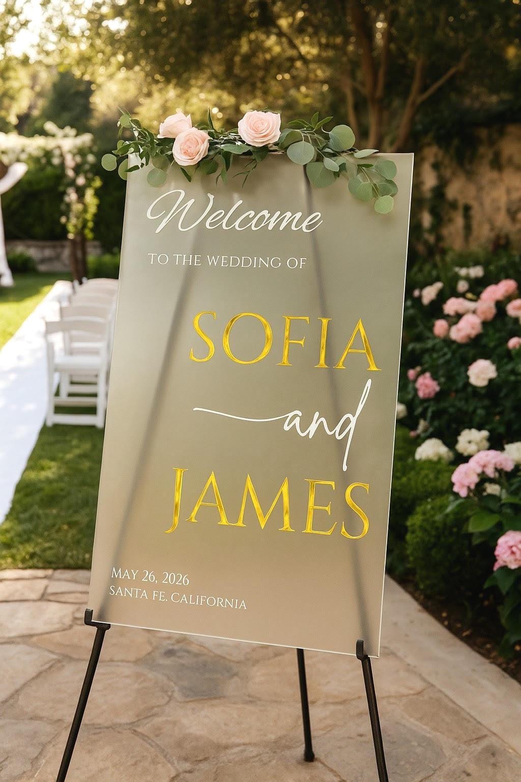 Acrylic Wedding Welcome Sign: Engagement Decorations
