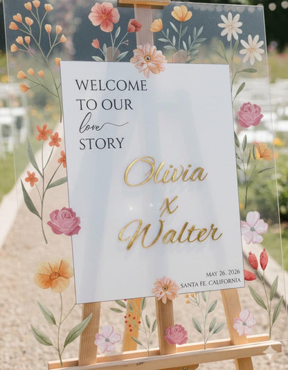 Floral Wedding Sign with 3D Letters