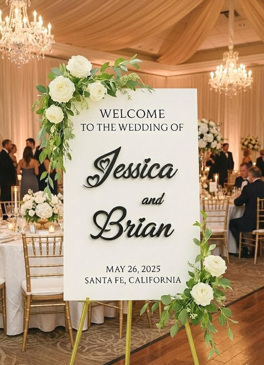 Acrylic Welcome Sign, Wedding Reception Decor