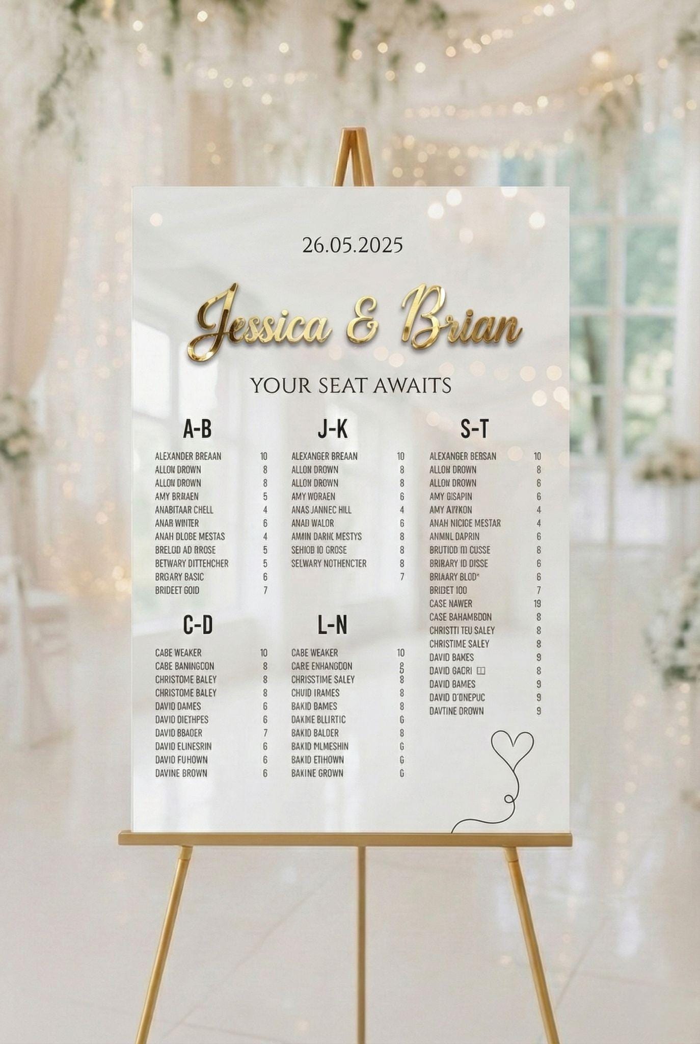 Wedding Seating Chart, Acrylic Find Your Seat Sign with 3D Letters
