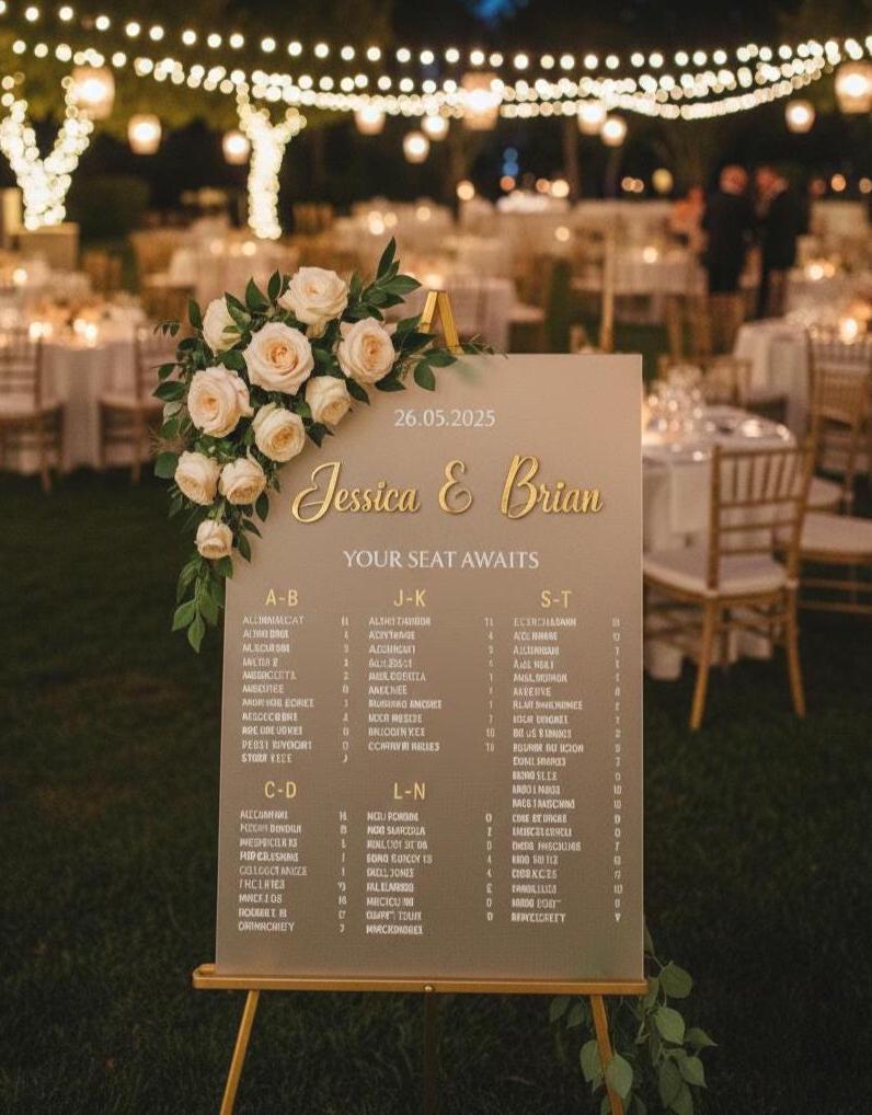 Wedding Seating Chart, Find Your Seat Sign, Table Seating Plan