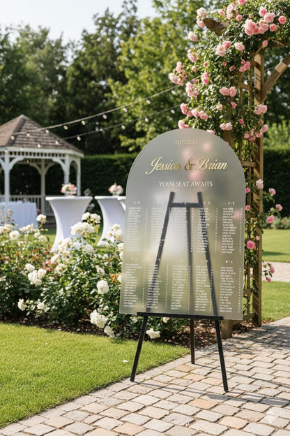 Custom Acrylic Wedding Seating Chart Sign: 3D Mirror Text