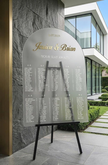 Custom Acrylic Wedding Seating Chart Sign: 3D Mirror Text