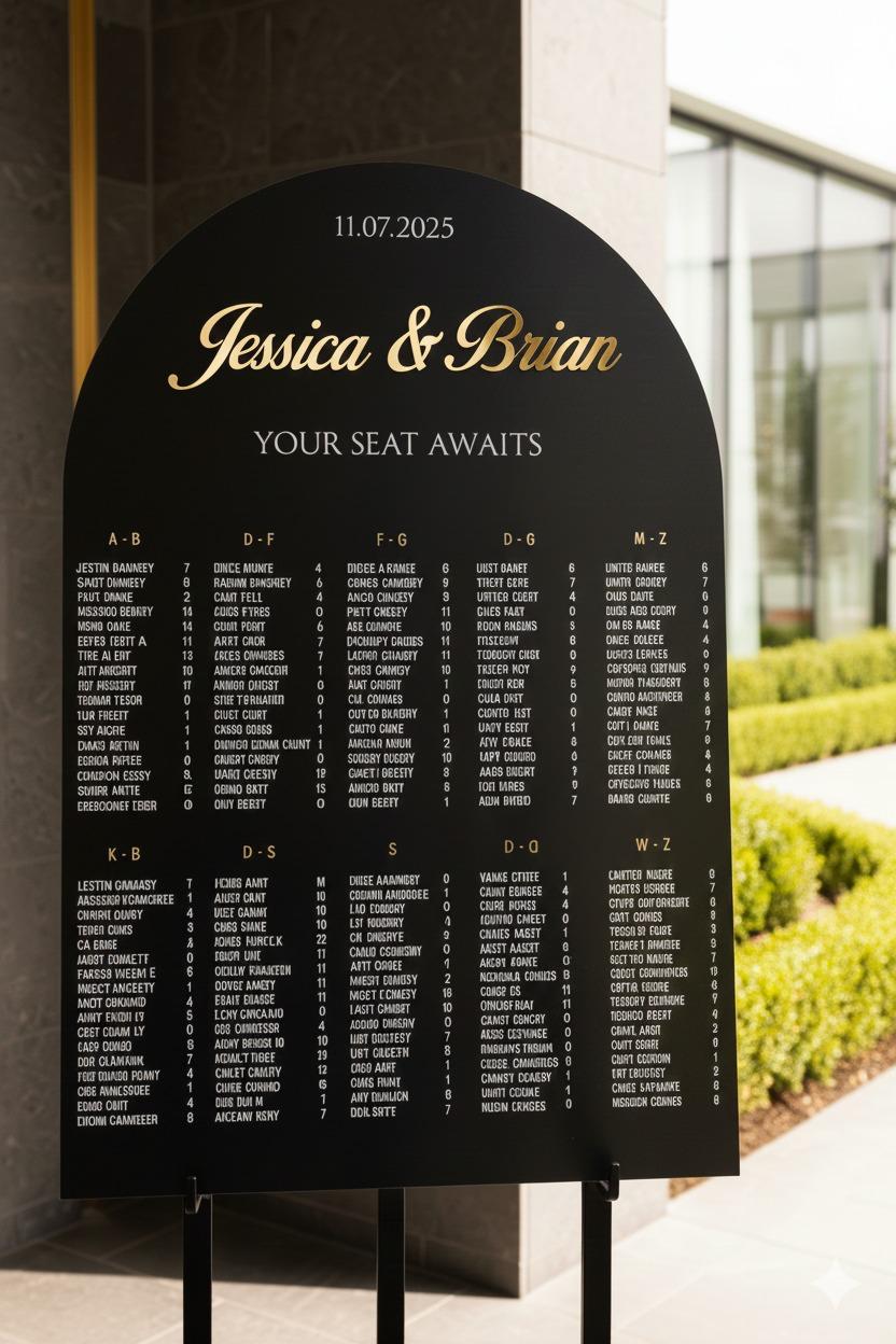 Black Acrylic Wedding Seating Chart, Welcome Wedding Sign