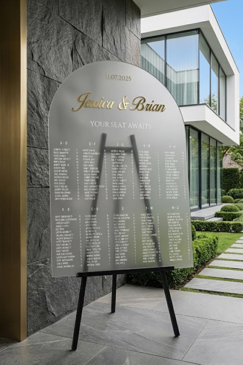 Acrylic Table Seating Chart Sign with 3D Letters: Wedding Decor Ideas