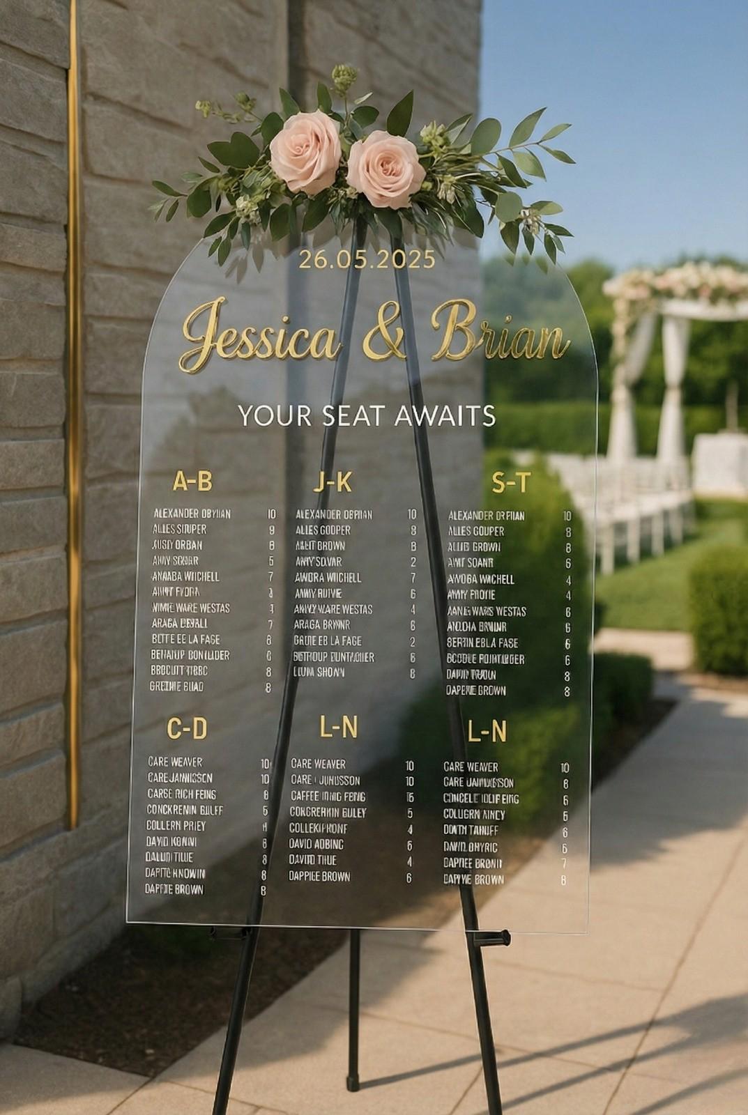 Acrylic Table Seating Chart Sign with 3D Letters: Wedding Decor Ideas