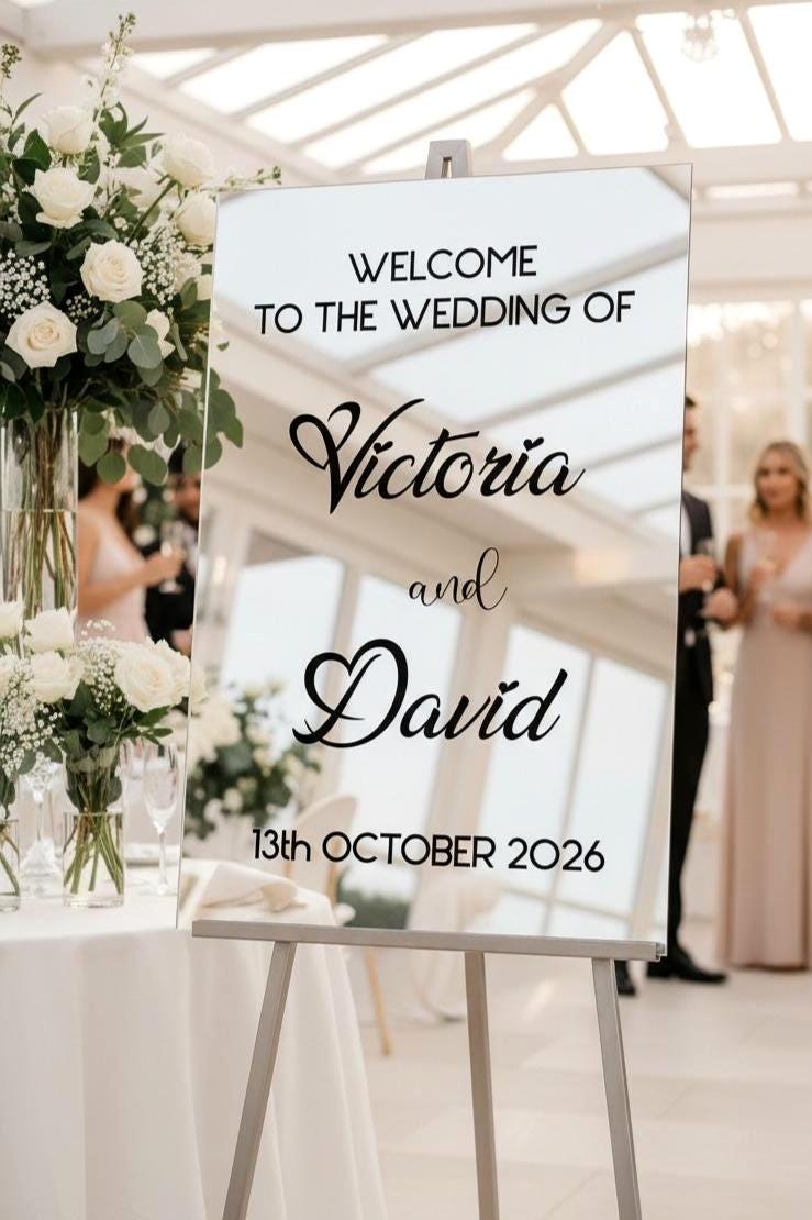 Acrylic Mirror Wedding Sign, Welcome Board