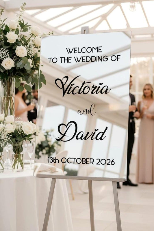 Acrylic Mirror Wedding Sign, Welcome Board