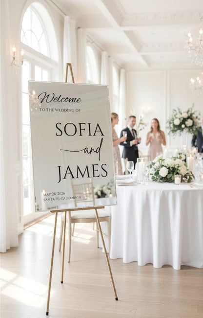 Mirror Wedding Welcome Sign, Custom Acrylic Board