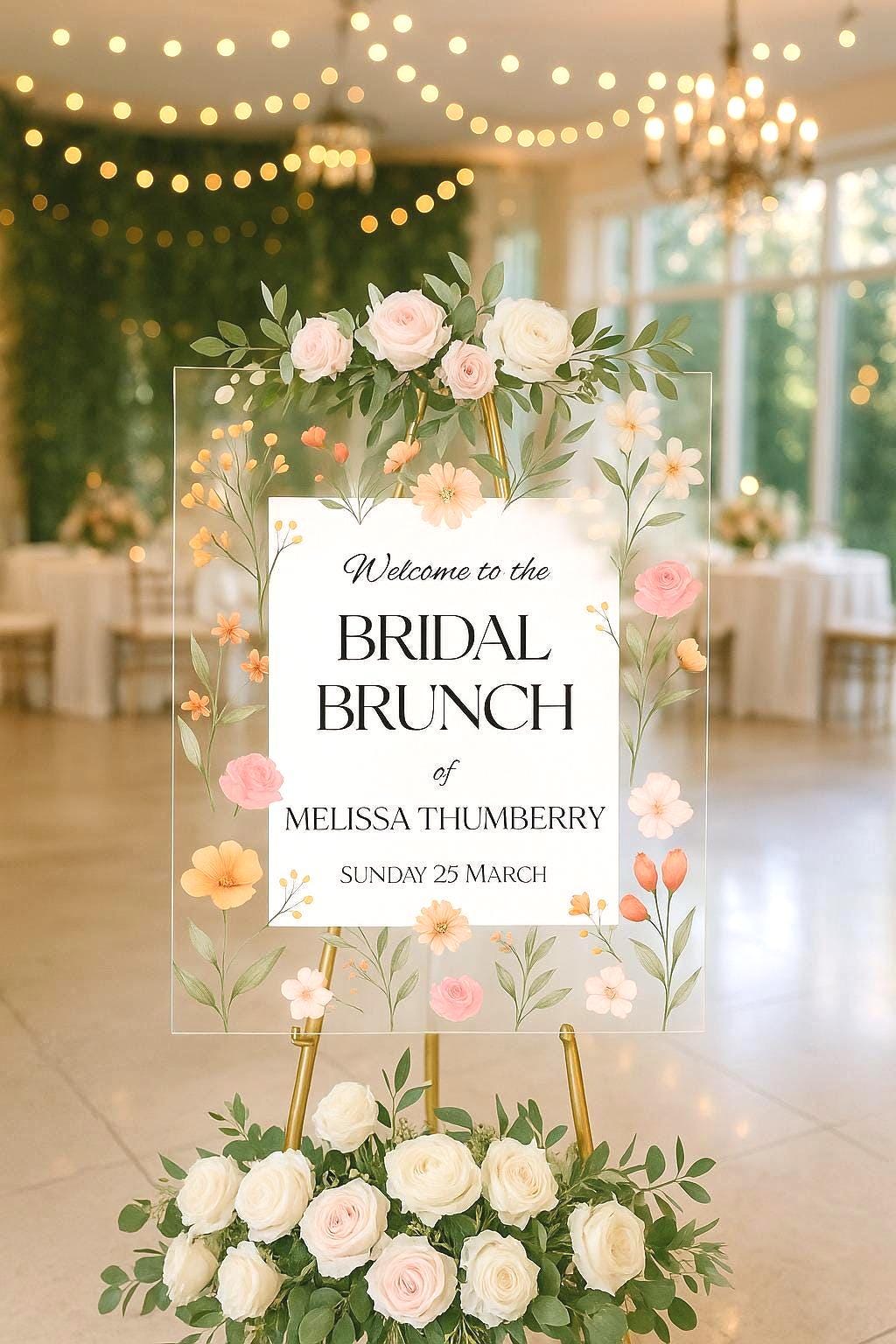 Bridal Shower Welcome Sign: Floral Wedding Decor