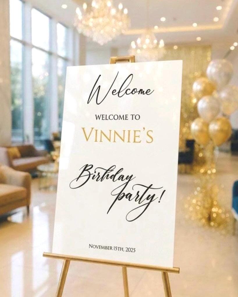 Acrylic Happy Birthday Welcome Sign, Party Decor Kits