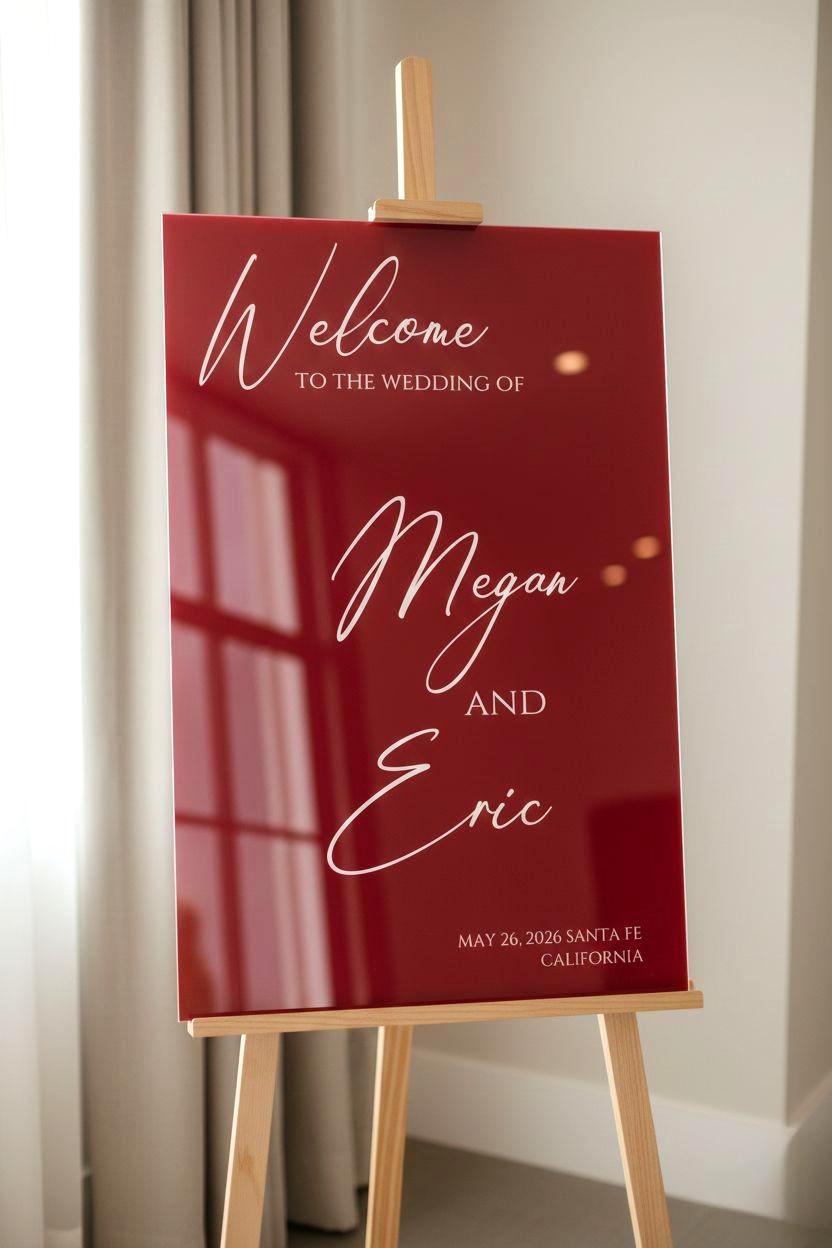 Acrylic Red Wedding Entry Signs