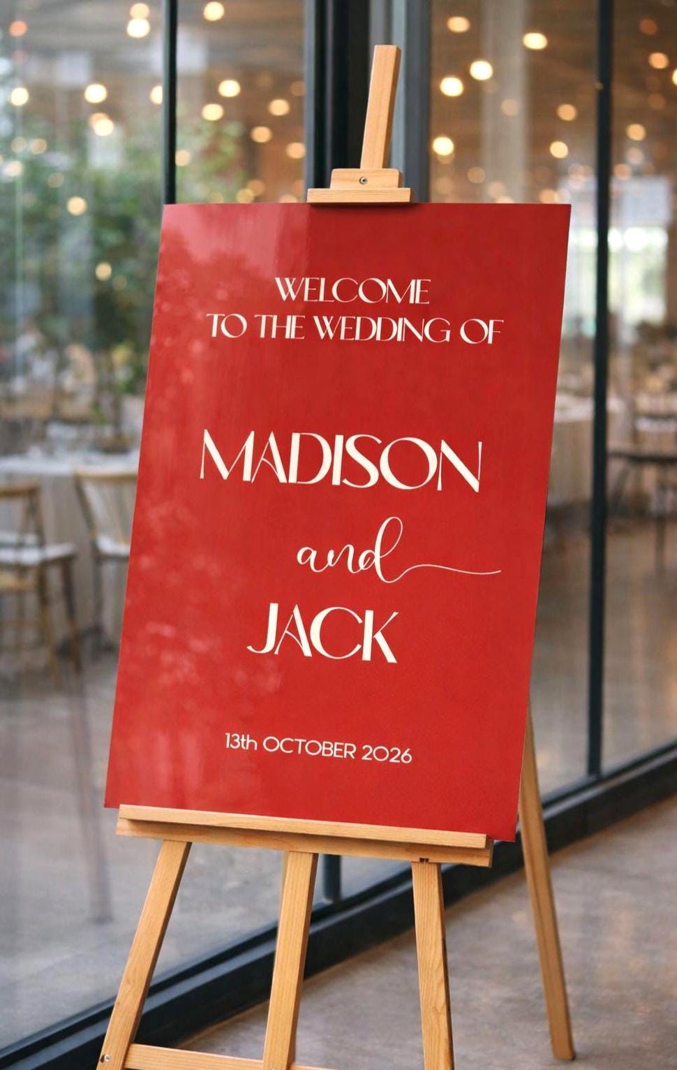 Acrylic Welcome Sign, Red Wedding Signage, Reception Decor