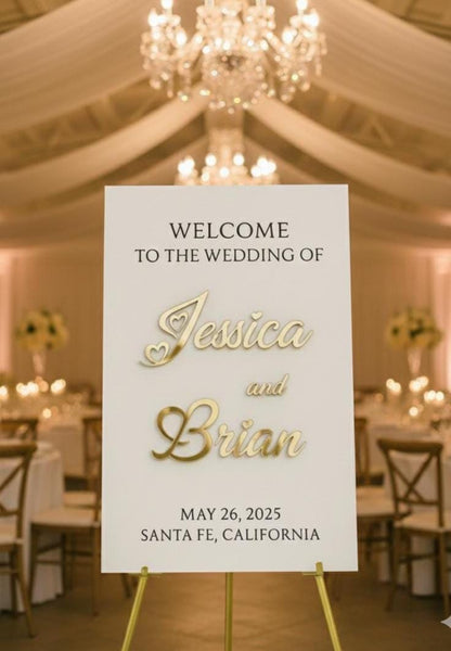 Acrylic Welcome Sign, Wedding Reception Decor