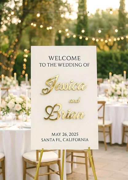 Acrylic Welcome Sign, Wedding Reception Decor