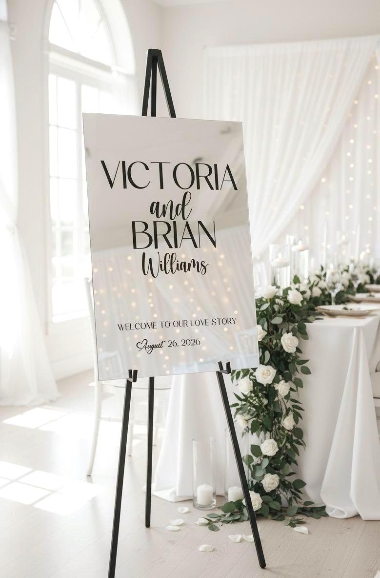 Mirror Wedding Sign: Acrylic Board