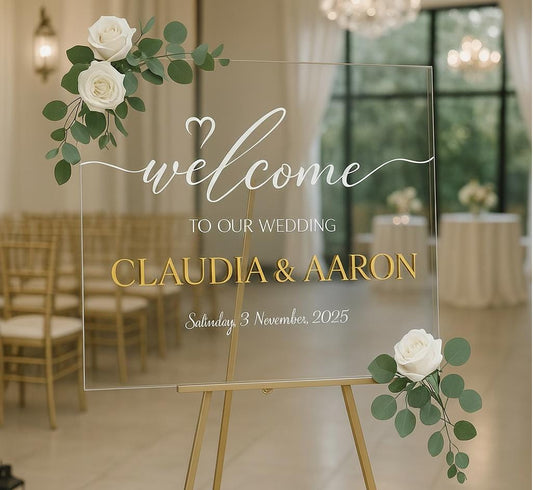 Acrylic Wedding Welcome Sign with 3D Mirror Letters