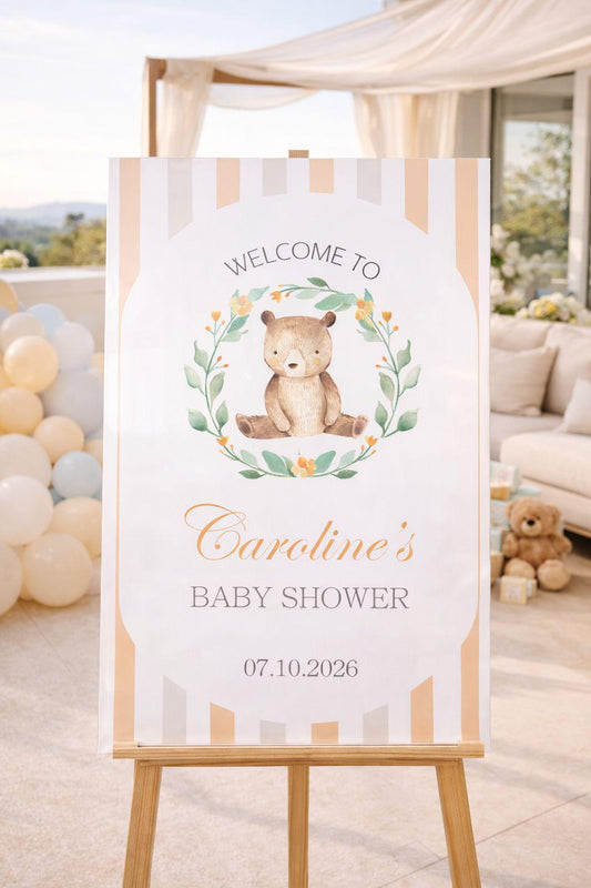 Acrylic Bear Baby Shower Welcome Sign, We Can Bearly Wait Board