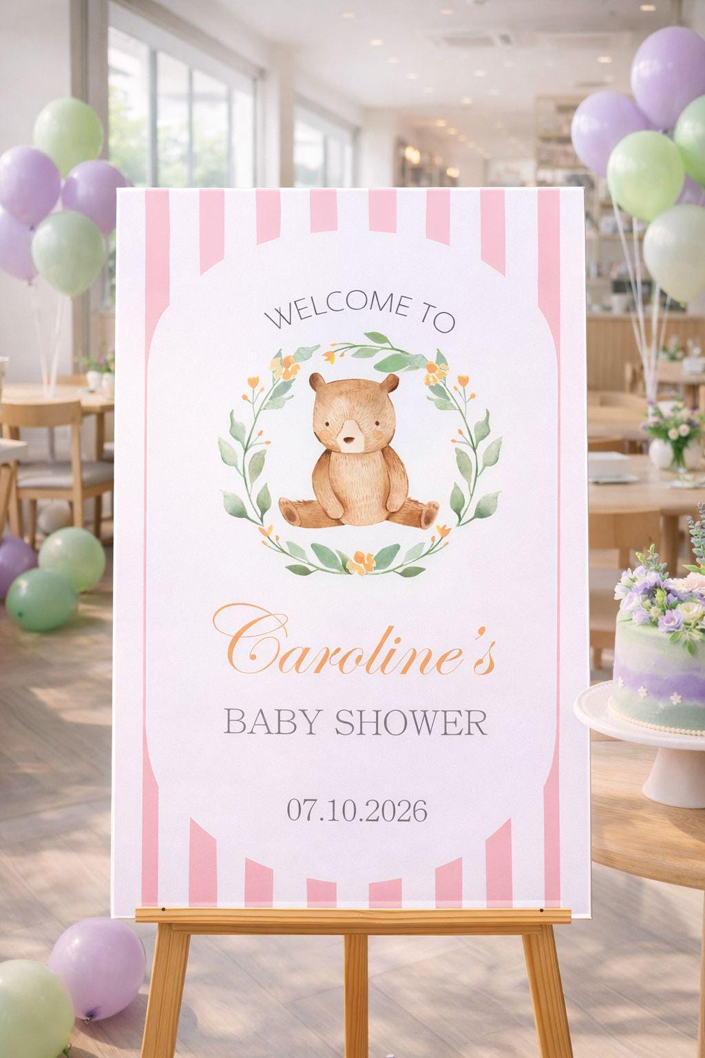 Acrylic Bear Baby Shower Welcome Sign, We Can Bearly Wait Board