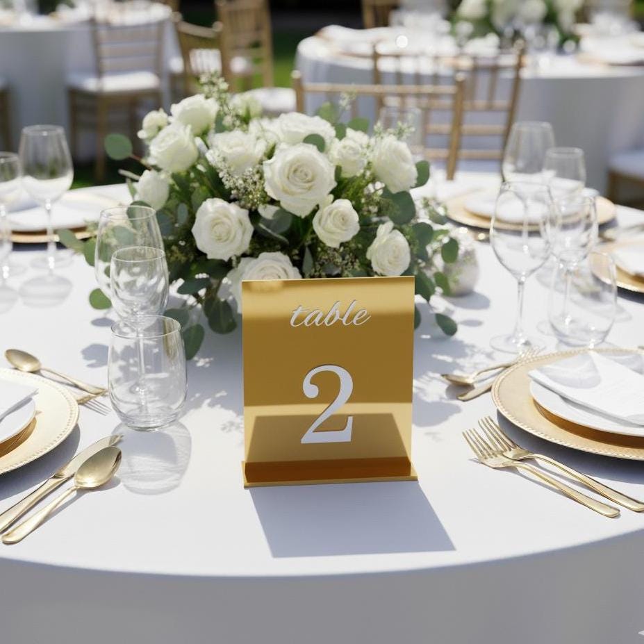 Mirror Wedding Table Numbers: Reception Decor