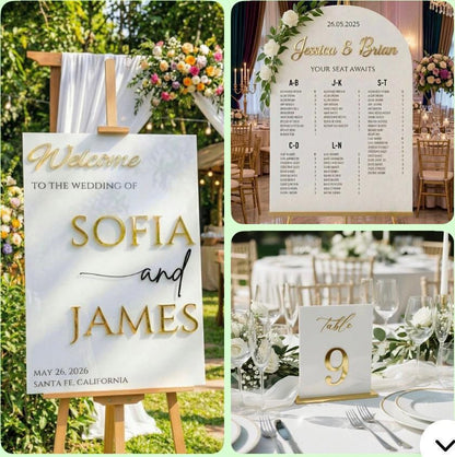 Custom Acrylic Wedding Welcome Sign: Gold 3D Letters