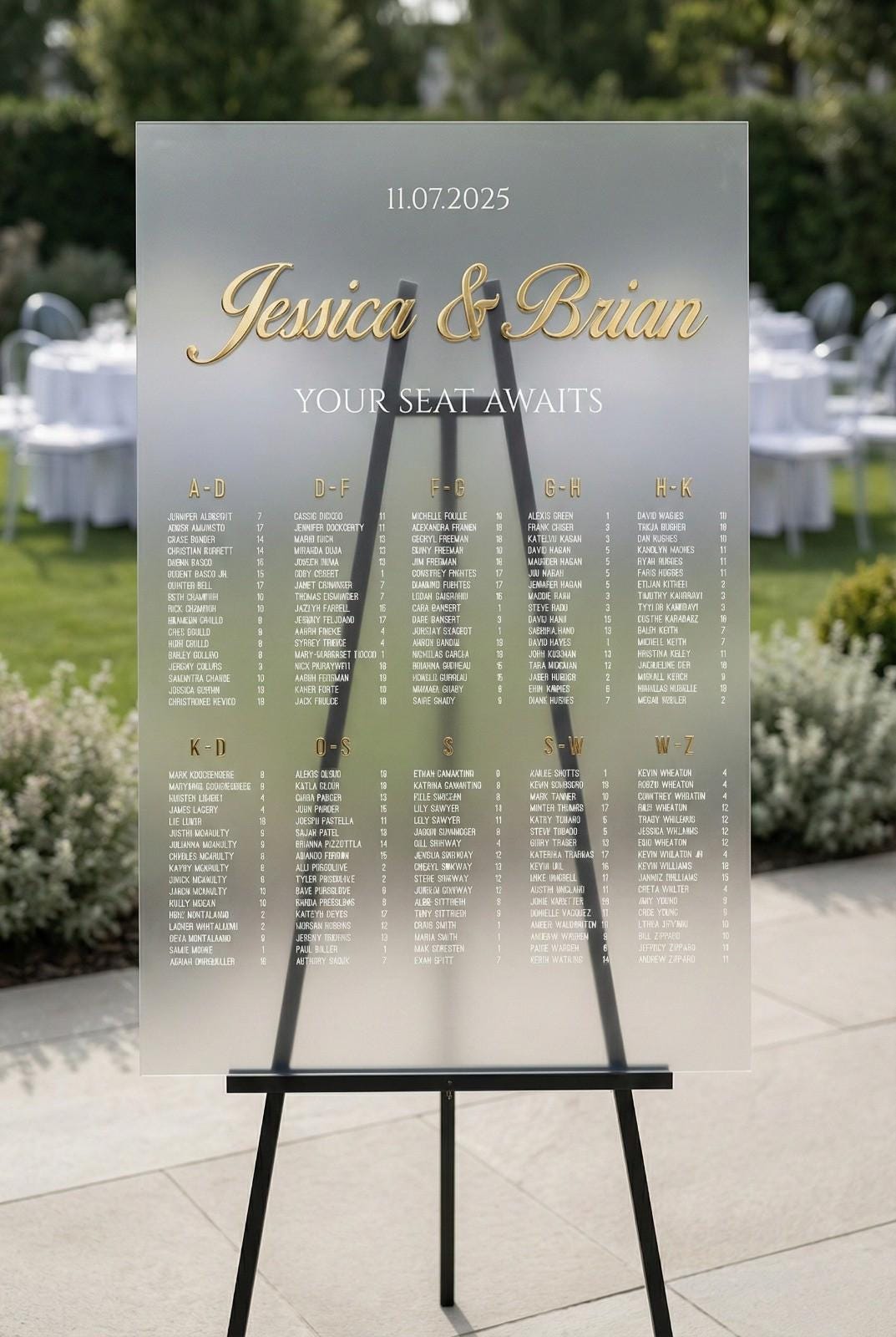Acrylic Wedding Seating Chart Sign: 3D Letters
