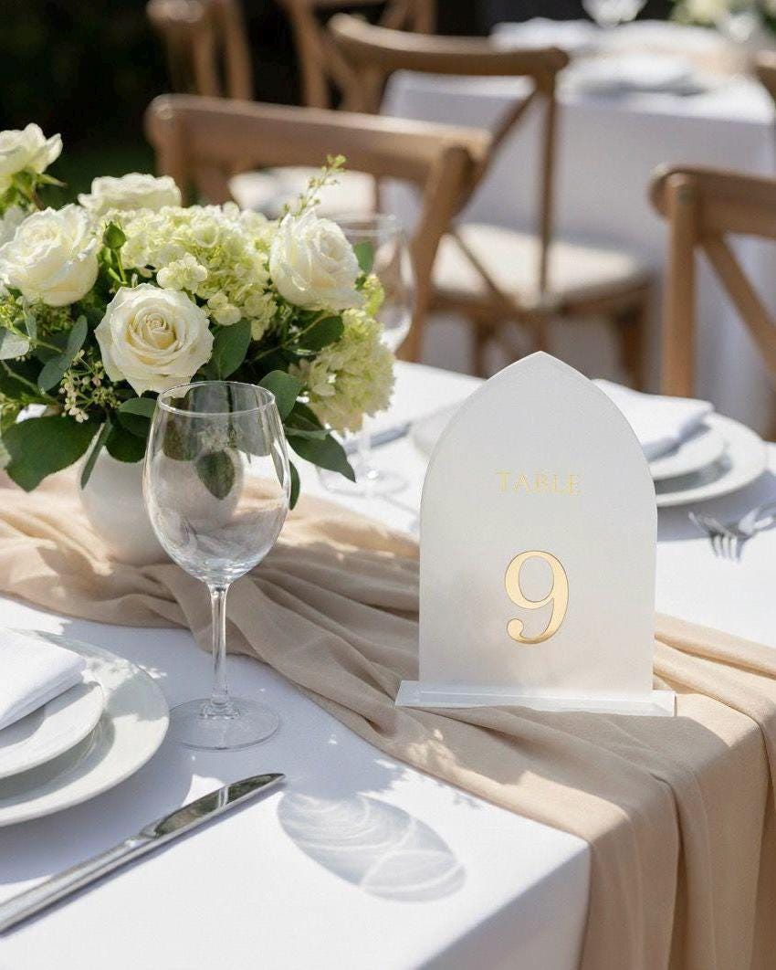Black and Gold Table Numbers for Wedding Reception Decor
