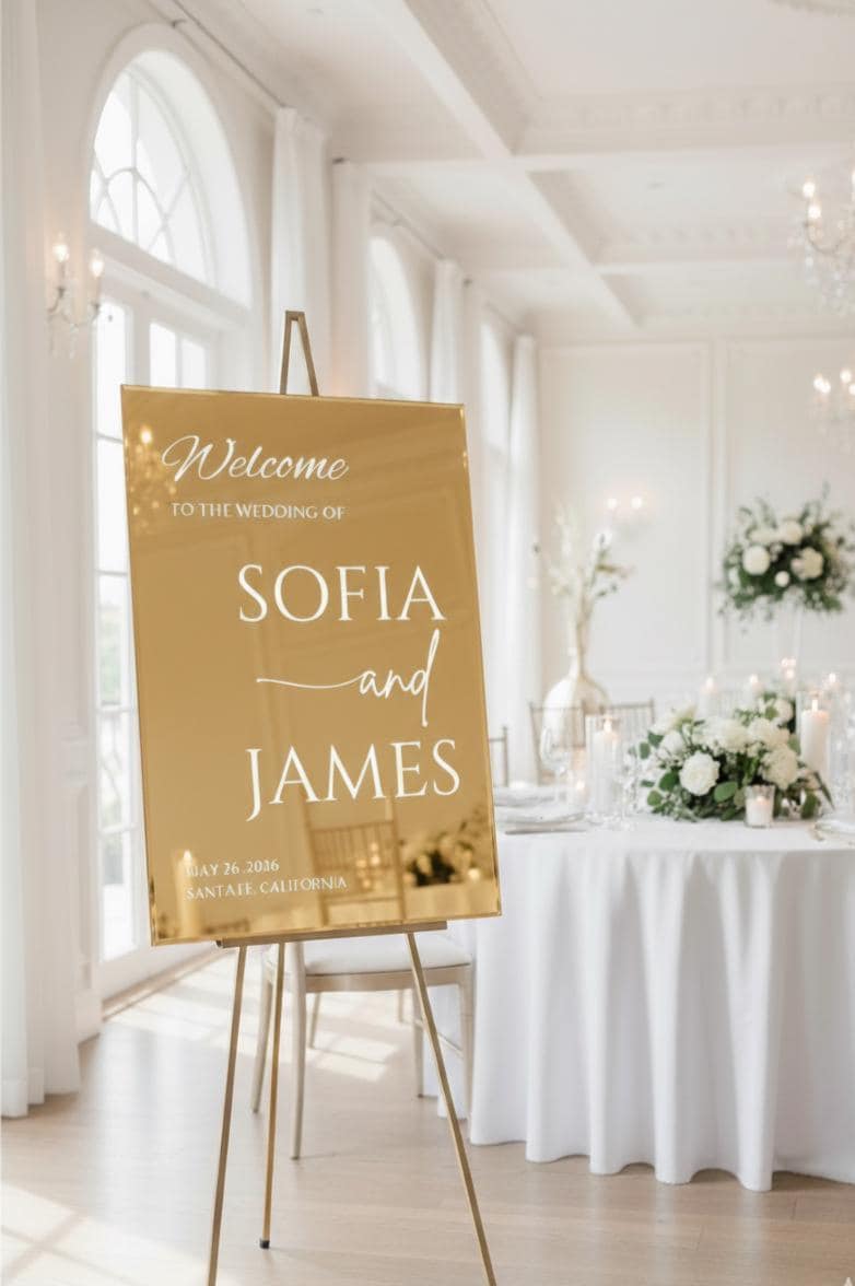 Mirror Acrylic Wedding Sign, Reception Decor