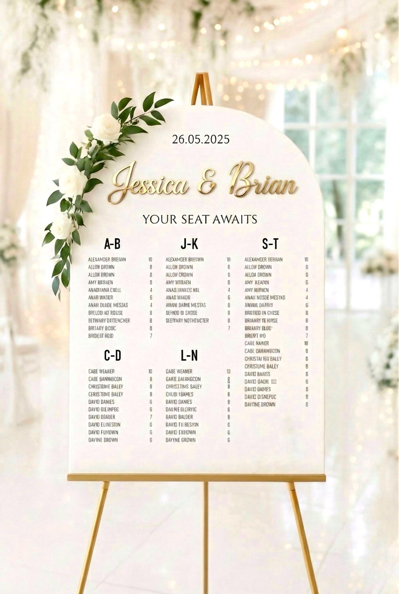 Black Acrylic Wedding Seating Chart, Welcome Wedding Sign