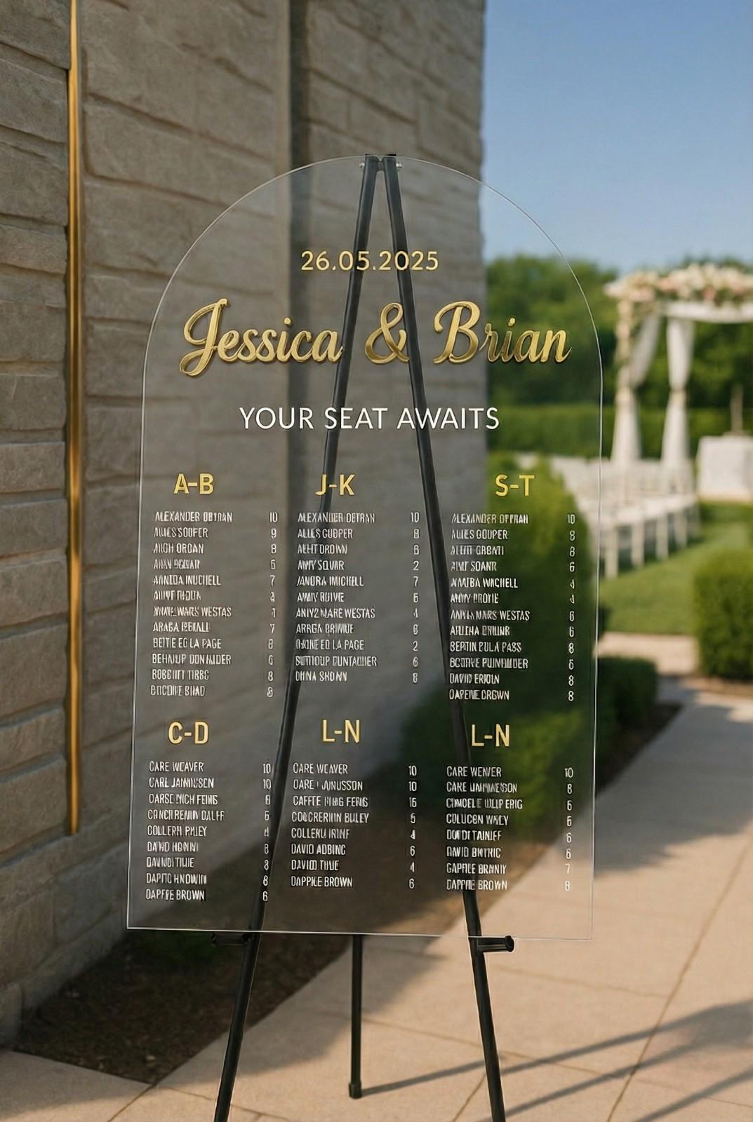 Acrylic Table Seating Chart Sign with 3D Letters: Wedding Decor Ideas