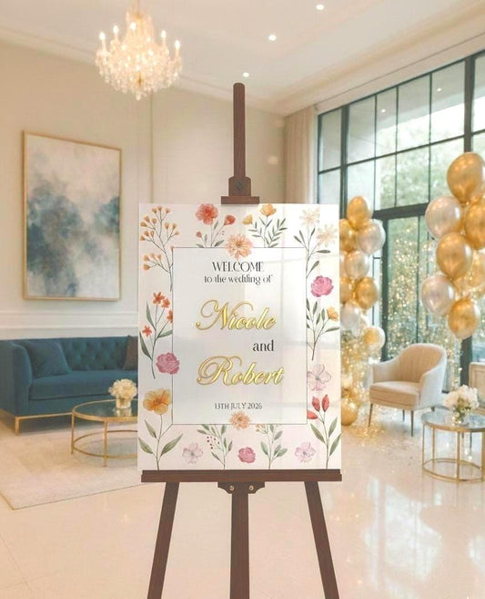 Floral Wedding Sign with 3D Letters