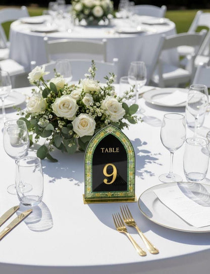 Stained Glass Wedding Table Numbers, Reception Table Decor