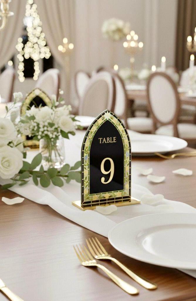Stained Glass Wedding Table Numbers, Engagement Party Decorations