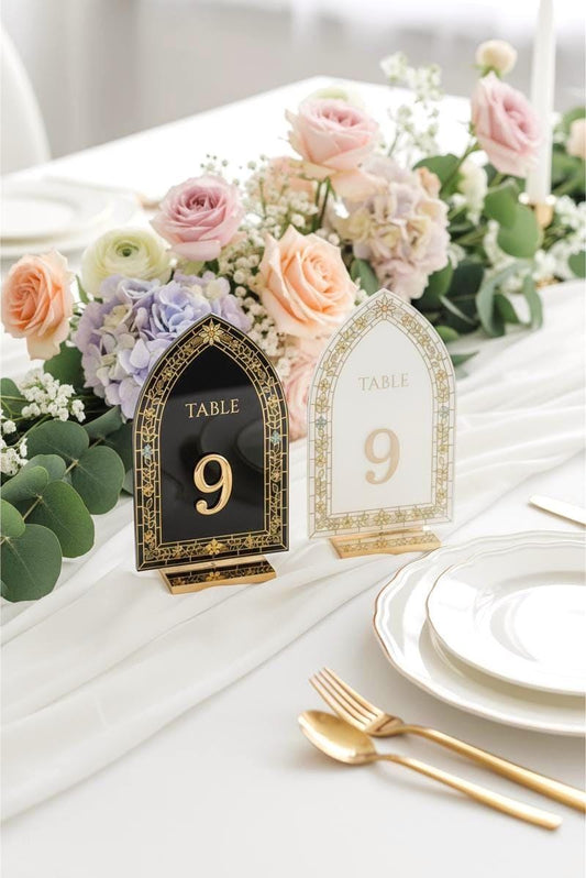 Acrylic Wedding Table Numbers, Stained Glass Style, Engagement Decorations
