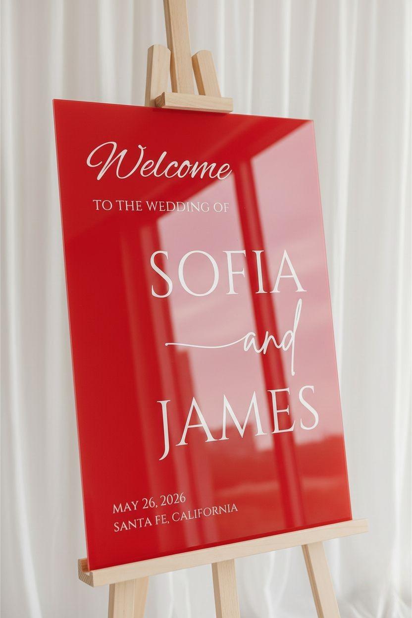 Acrylic Red Wedding Entry Signs