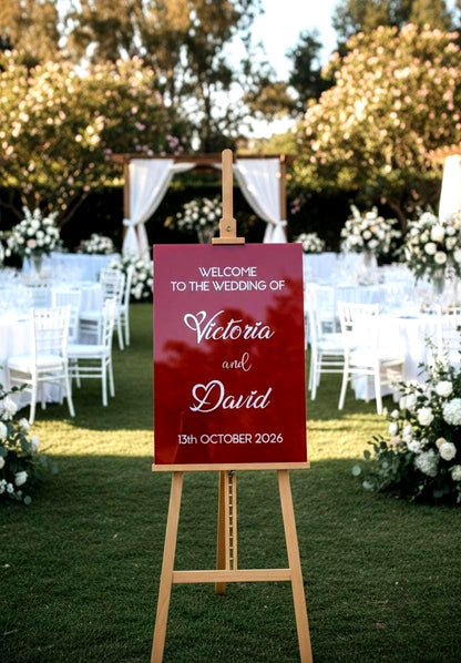 Burgundy Welcome Wedding Sign, Reception Decor