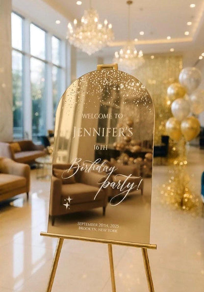 Mirror Welcome Sign, Acrylic Happy Birthday Sign