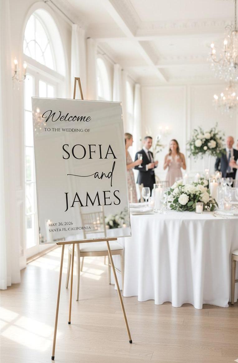 Mirror Wedding Signs, Acrylic Welcome Sign, Reception Decor