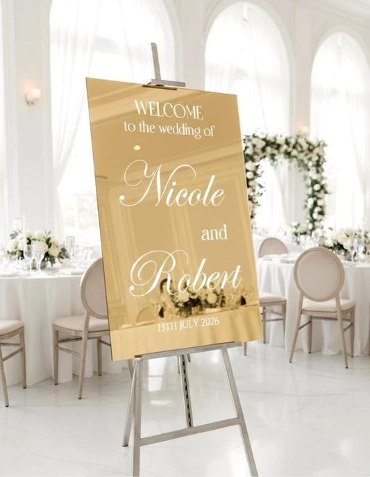 Mirror Wedding Signs, Acrylic Welcome Sign, Reception Decor