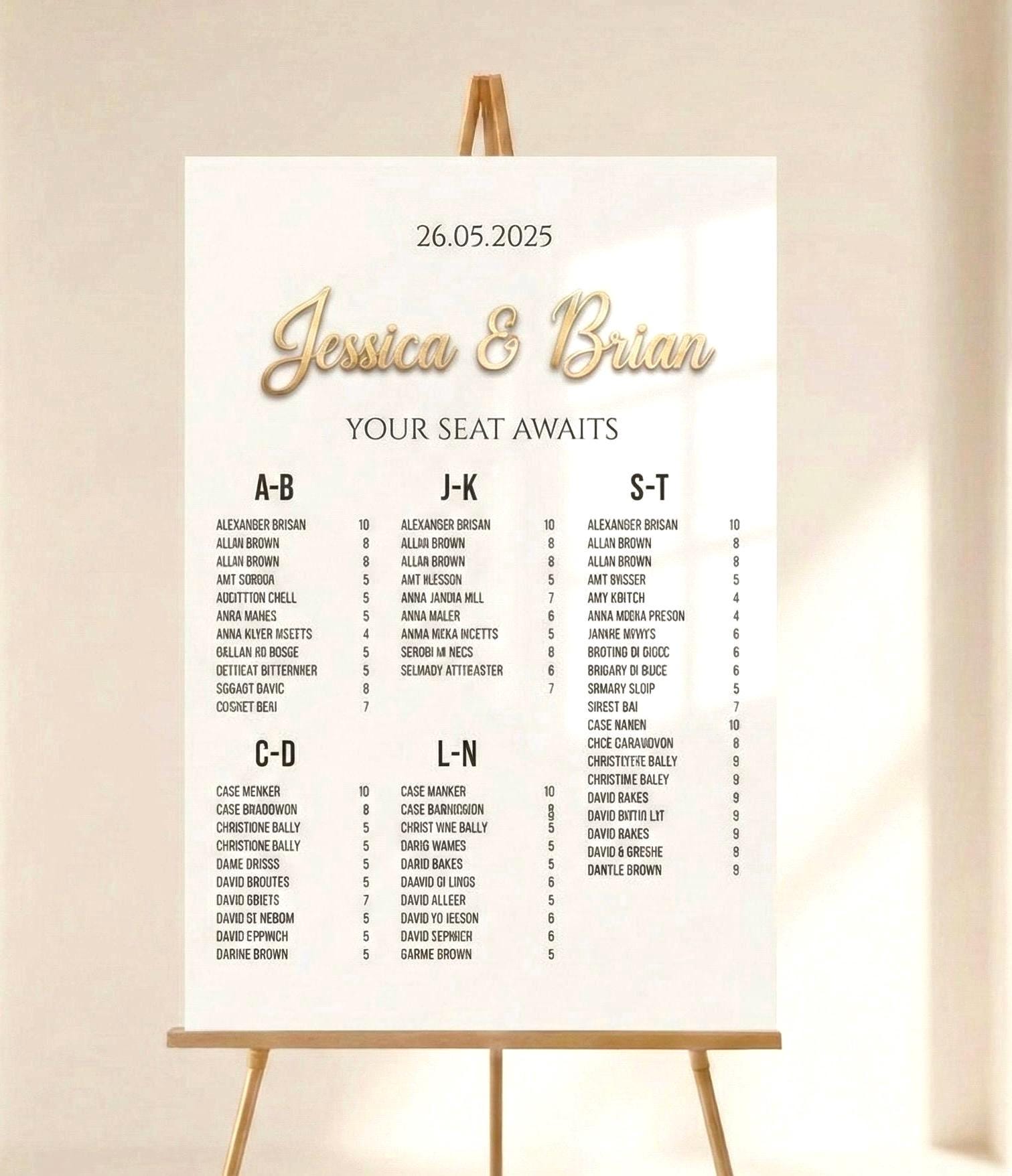 Acrylic Wedding Seating Chart Sign: 3D Letters